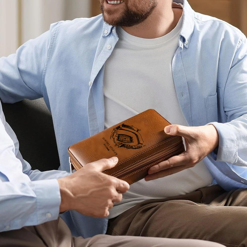 Personalized Sanford Stadium Portable Cigar Humidor Case, The Perfect Christmas Gift For Men's Cigar Lovers.