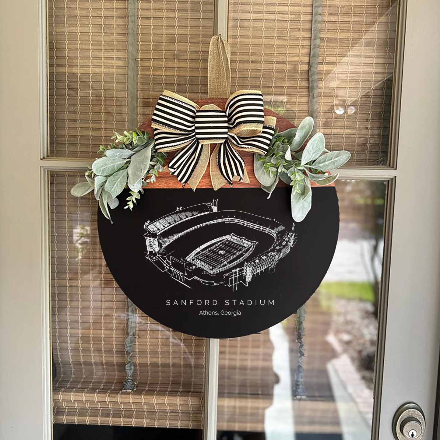 Sanford Stadium Front Door Decor, Football Family Sports Signage, Fall Door Decor