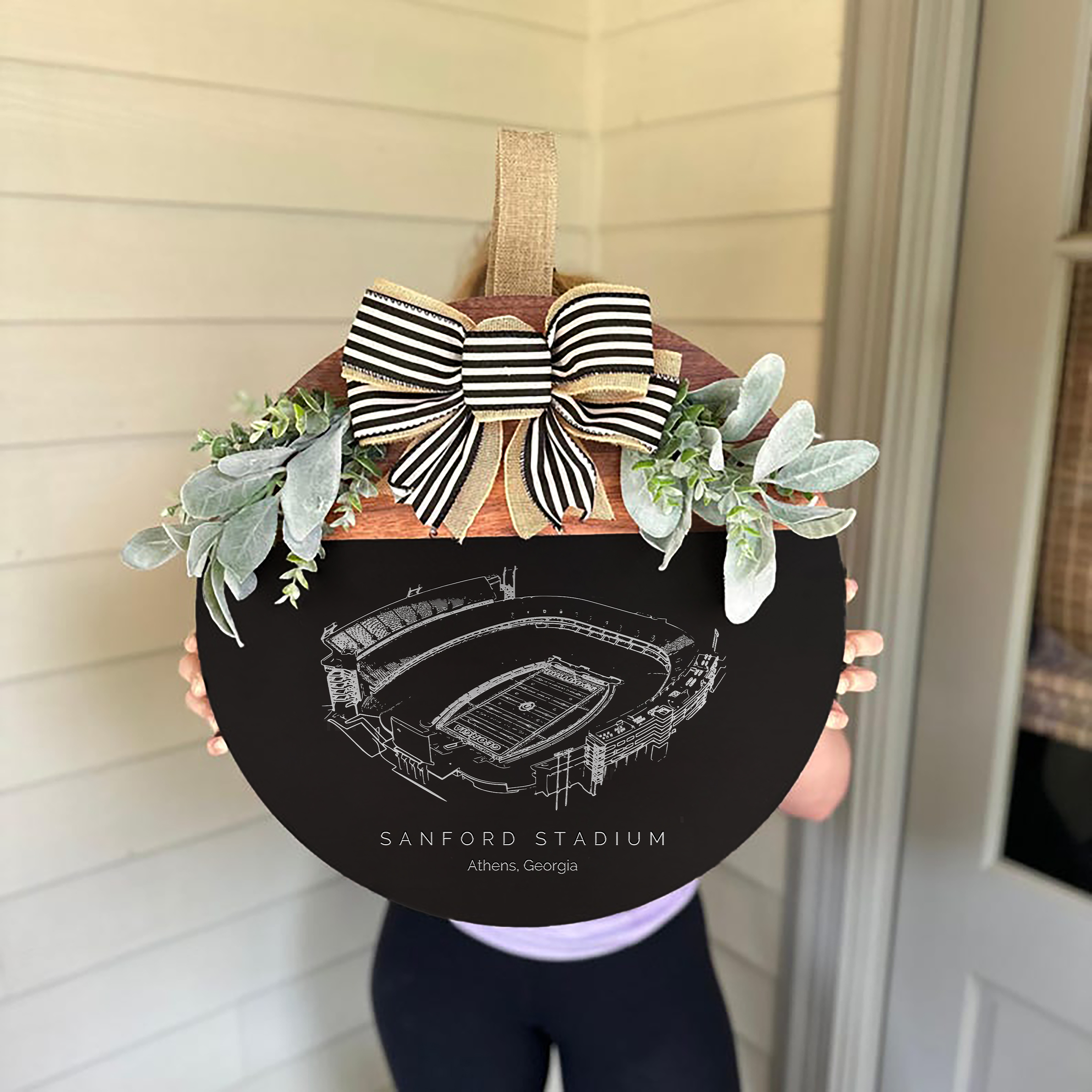 Sanford Stadium Front Door Decor, Football Family Sports Signage, Fall Door Decor