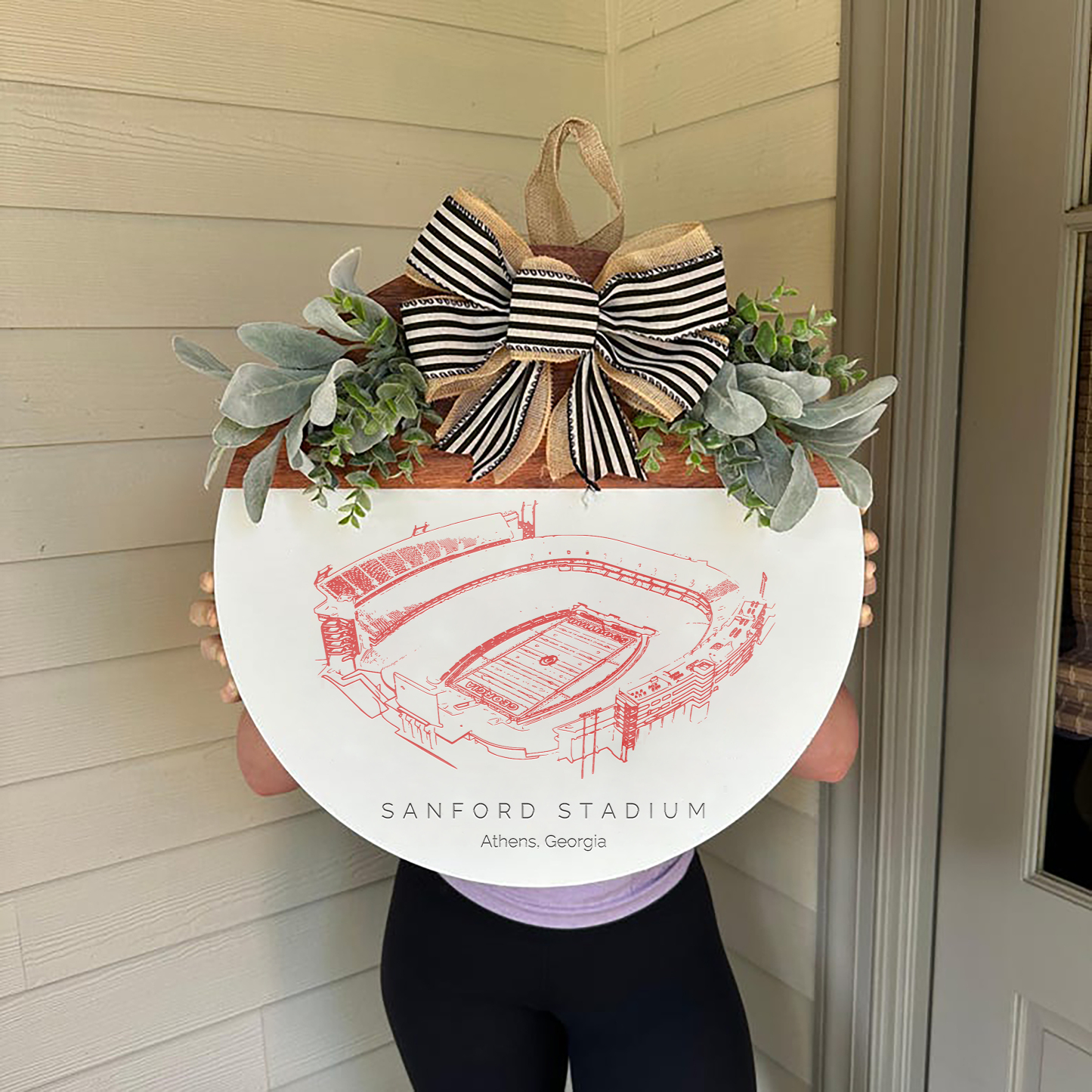 Sanford Stadium Front Door Decor, Football Family Sports Signage, Fall Door Decor