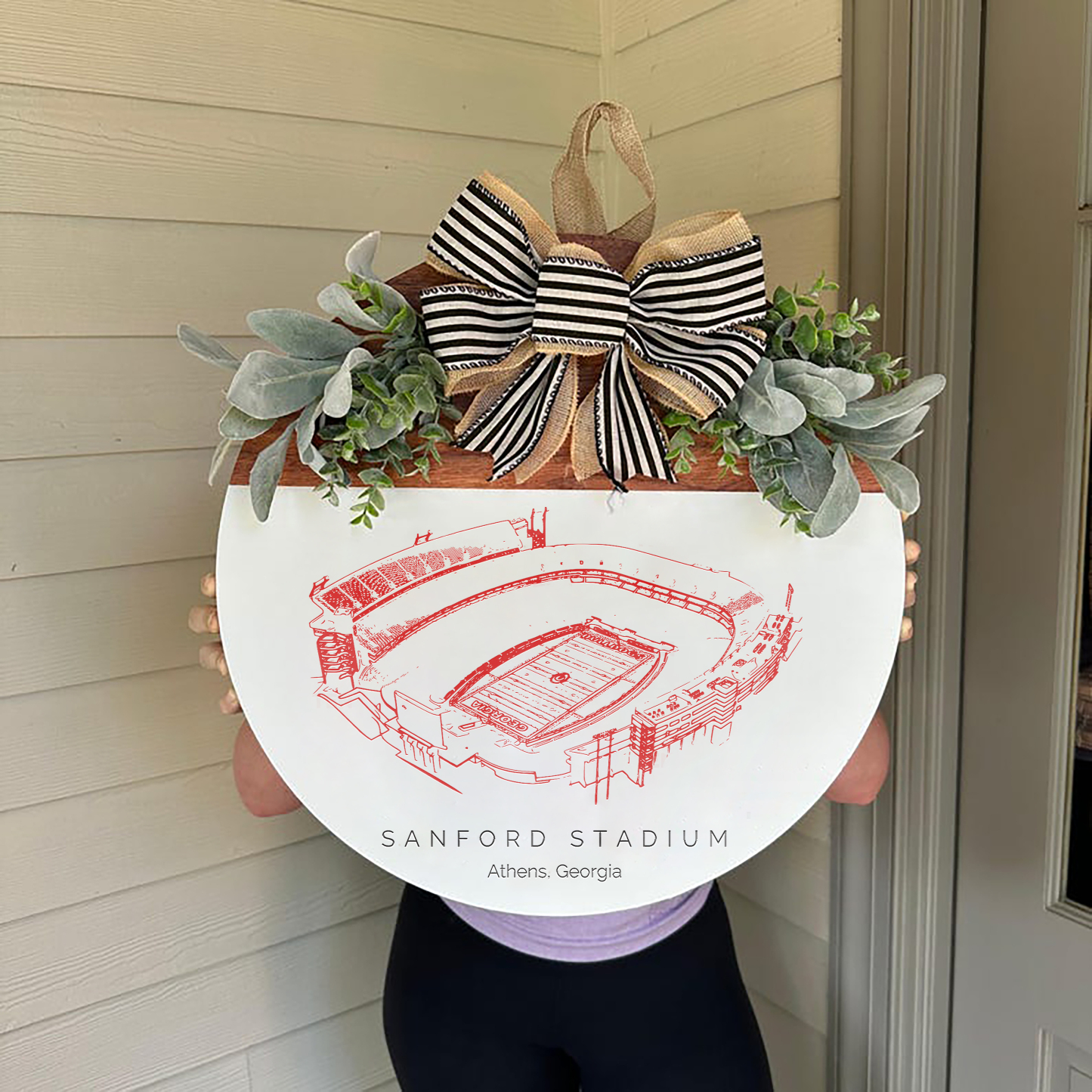 Sanford Stadium Front Door Decor, Football Family Sports Signage, Fall Door Decor