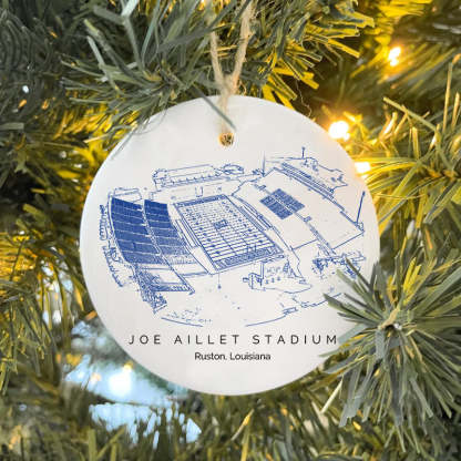 Joe Aillet Stadium College Football Ceramic Christmas Ornament