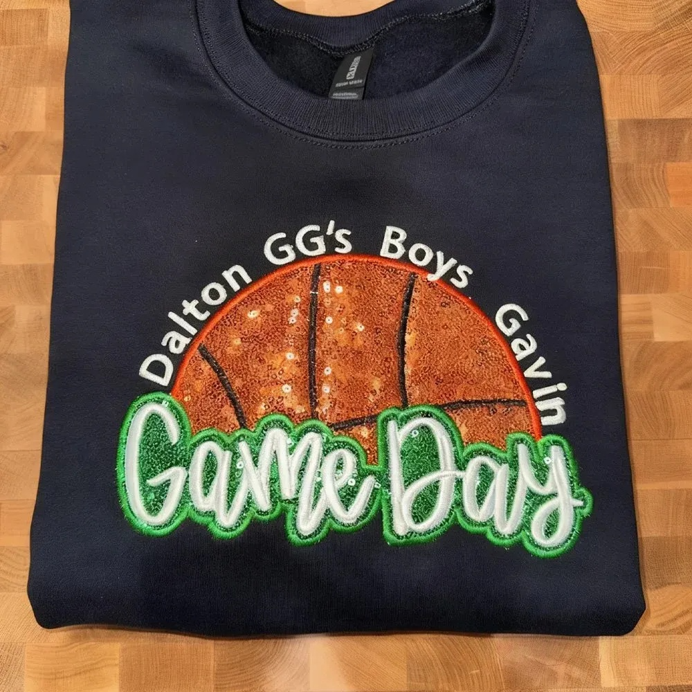 Personalized Basketball Game Day Sweatshirt With Side Bows Basketball Mom Sweatshirt