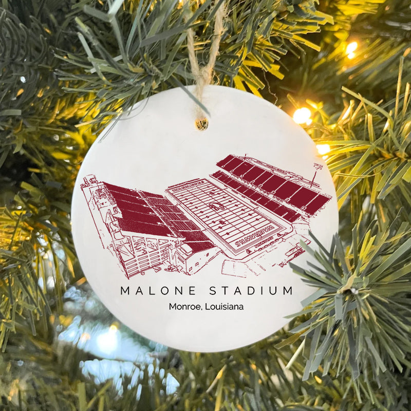 Malone Stadium College Football Ceramic Christmas Ornament