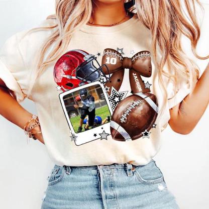 Custom Football Moment Sports T-Shirts With Photo, Name And Number