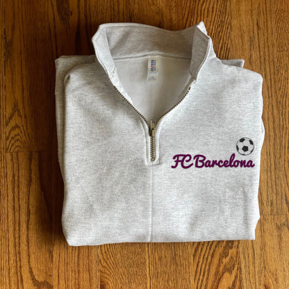 Custom Embroidered Vintage Zipper Hoodie With Sports Icon