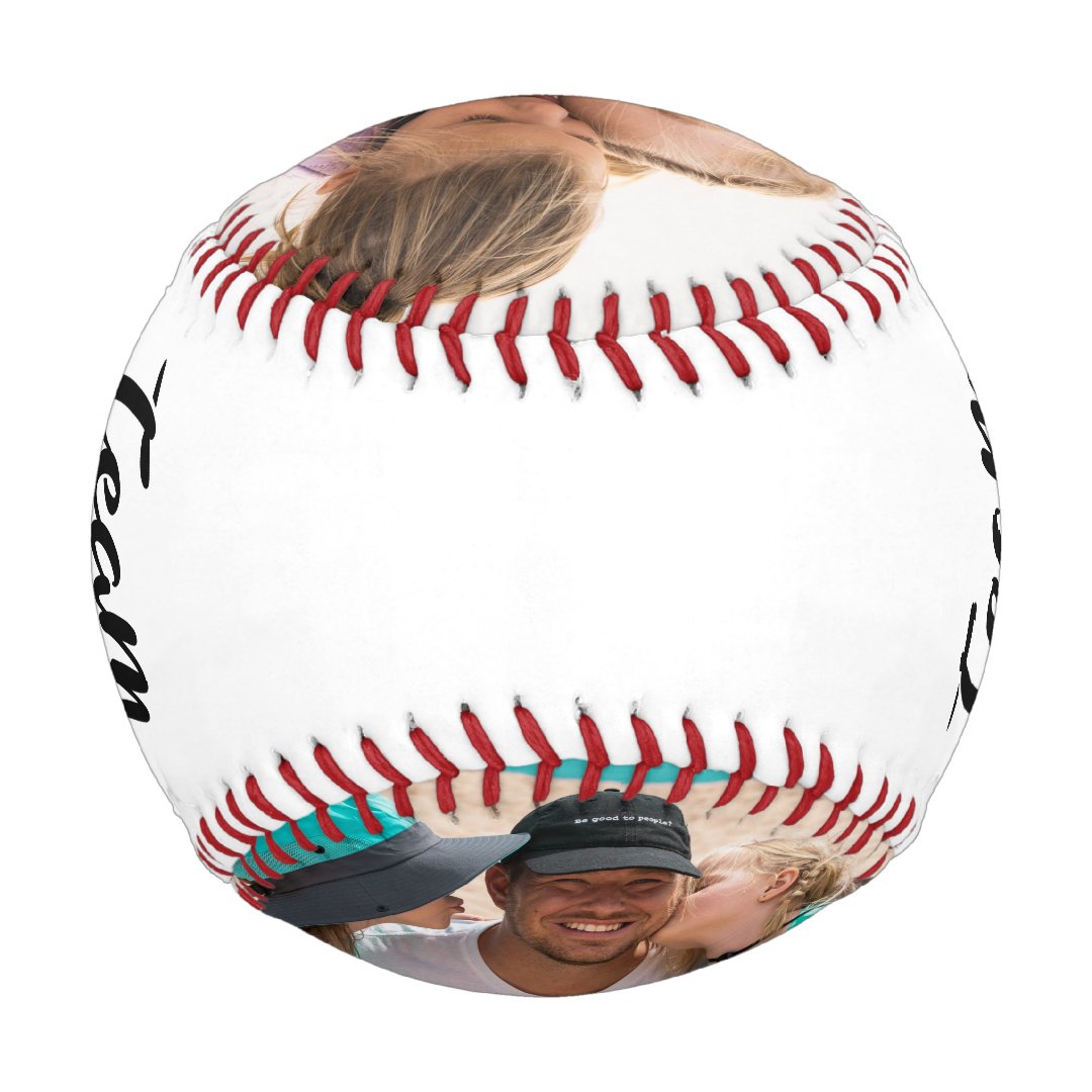 Team Dad Father's Day Custom 2 Photo Baseball