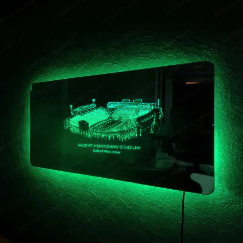 Vaught-Hemingway Pickens Family Oklahoma Memorial Stadium Mirror Light-Gifts For Sports Lovers