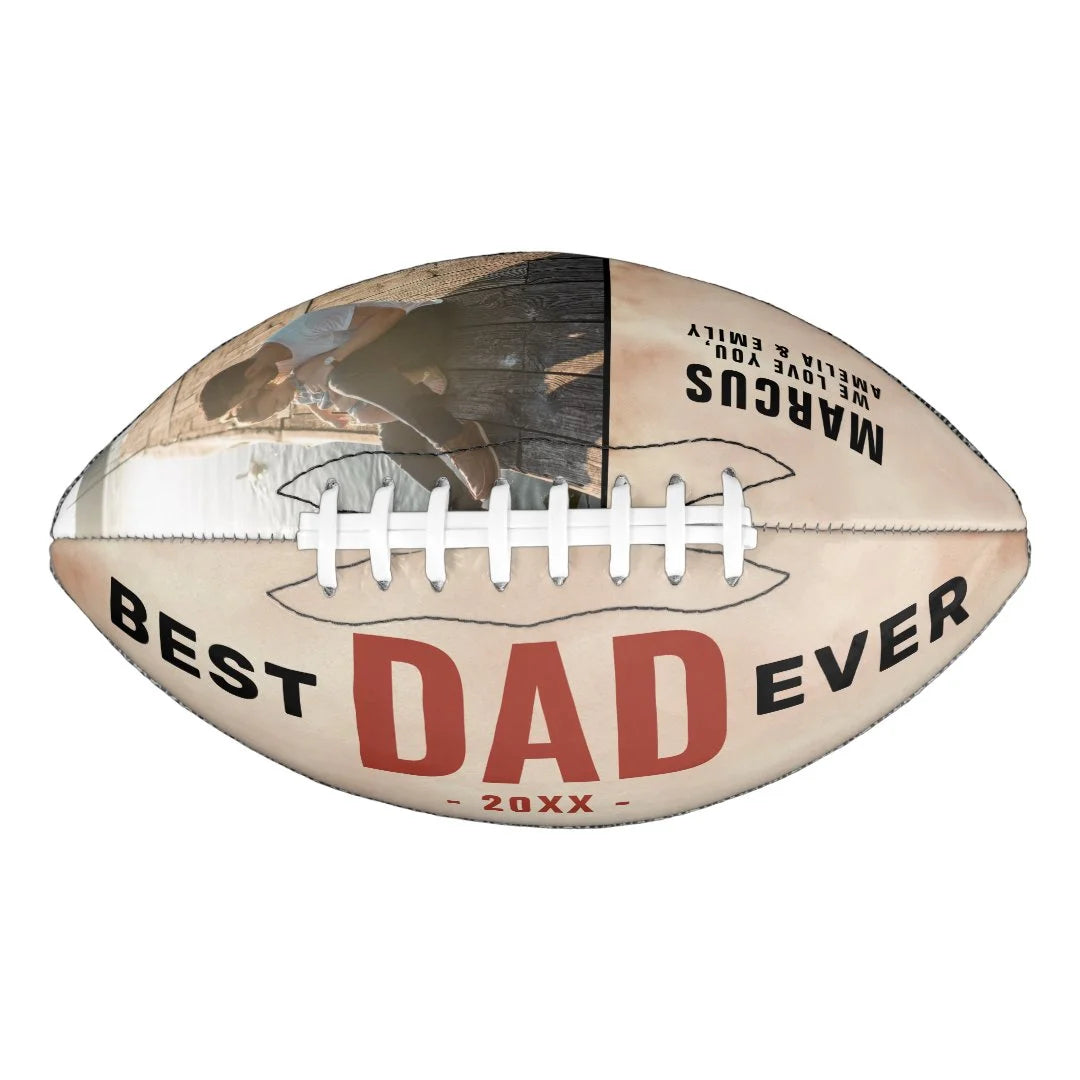 Best Dad Ever Watercolor Father`s Day Photo Football