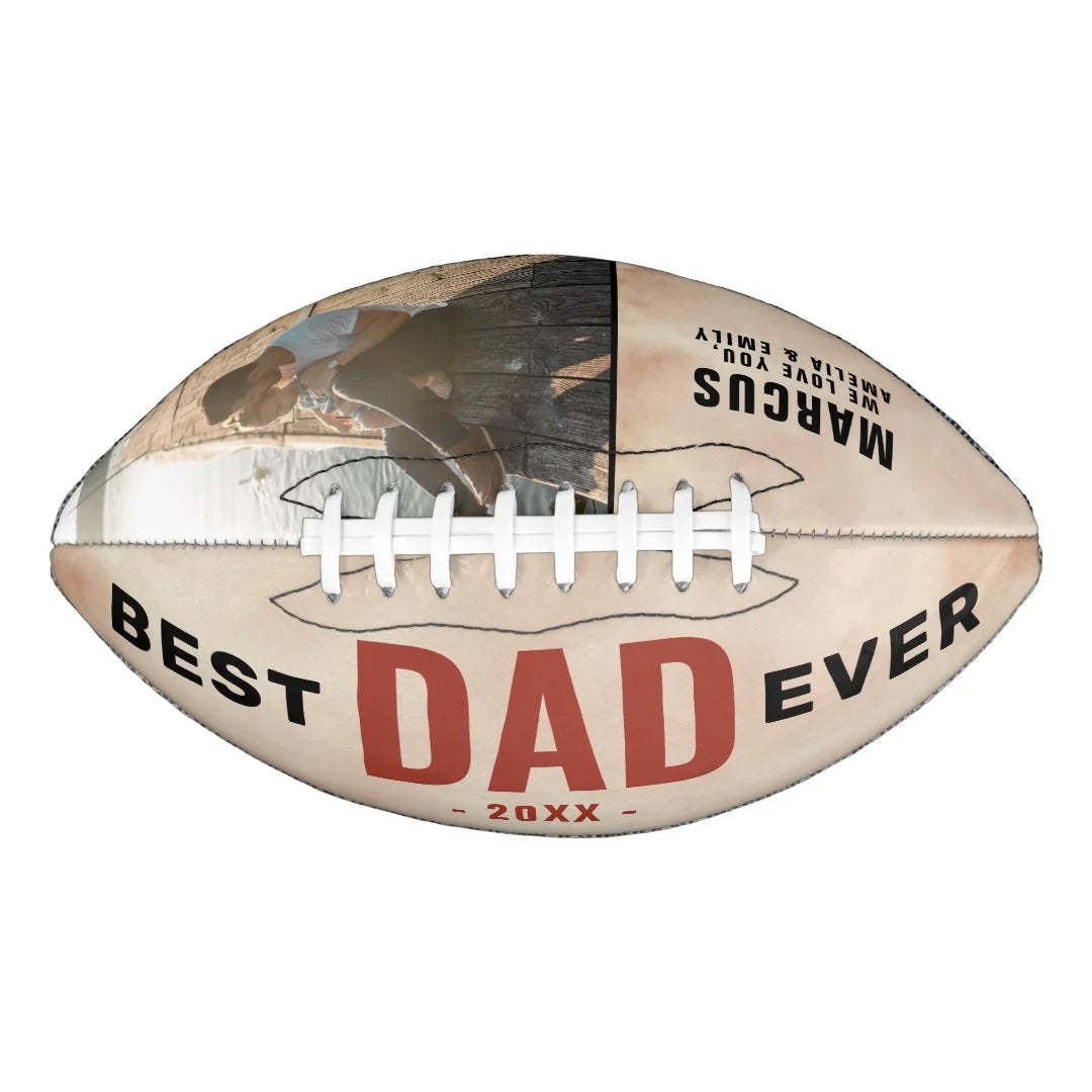 Best Dad Ever Watercolor Father`s Day Photo Football