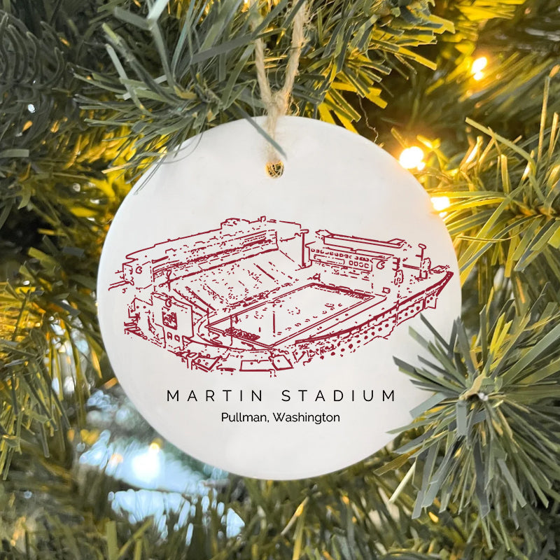 Martin Stadium College Football Ceramic Christmas Ornament