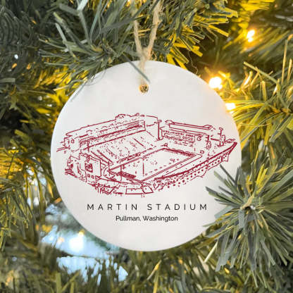 Martin Stadium College Football Ceramic Christmas Ornament