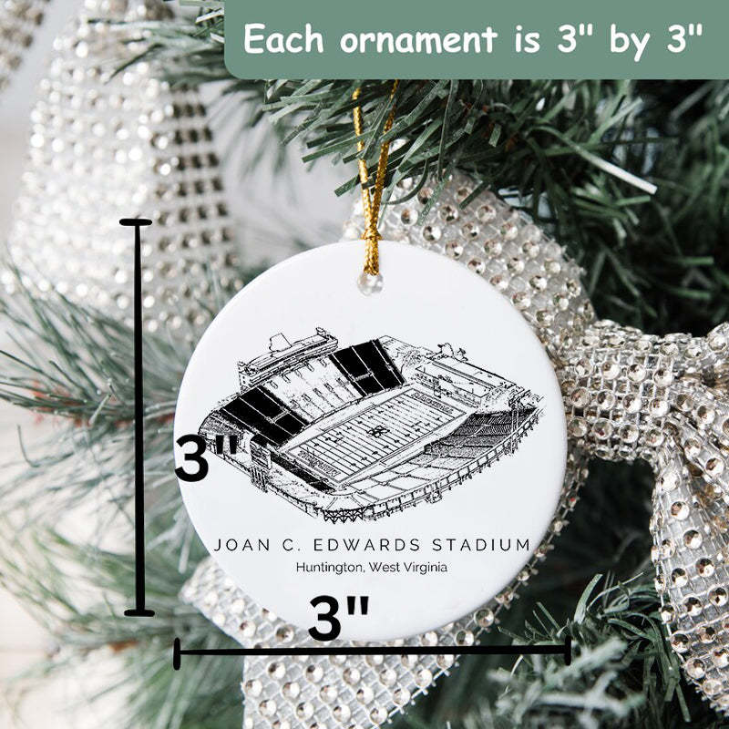 Joan C. Edwards Stadium College Football Ceramic Christmas Ornament