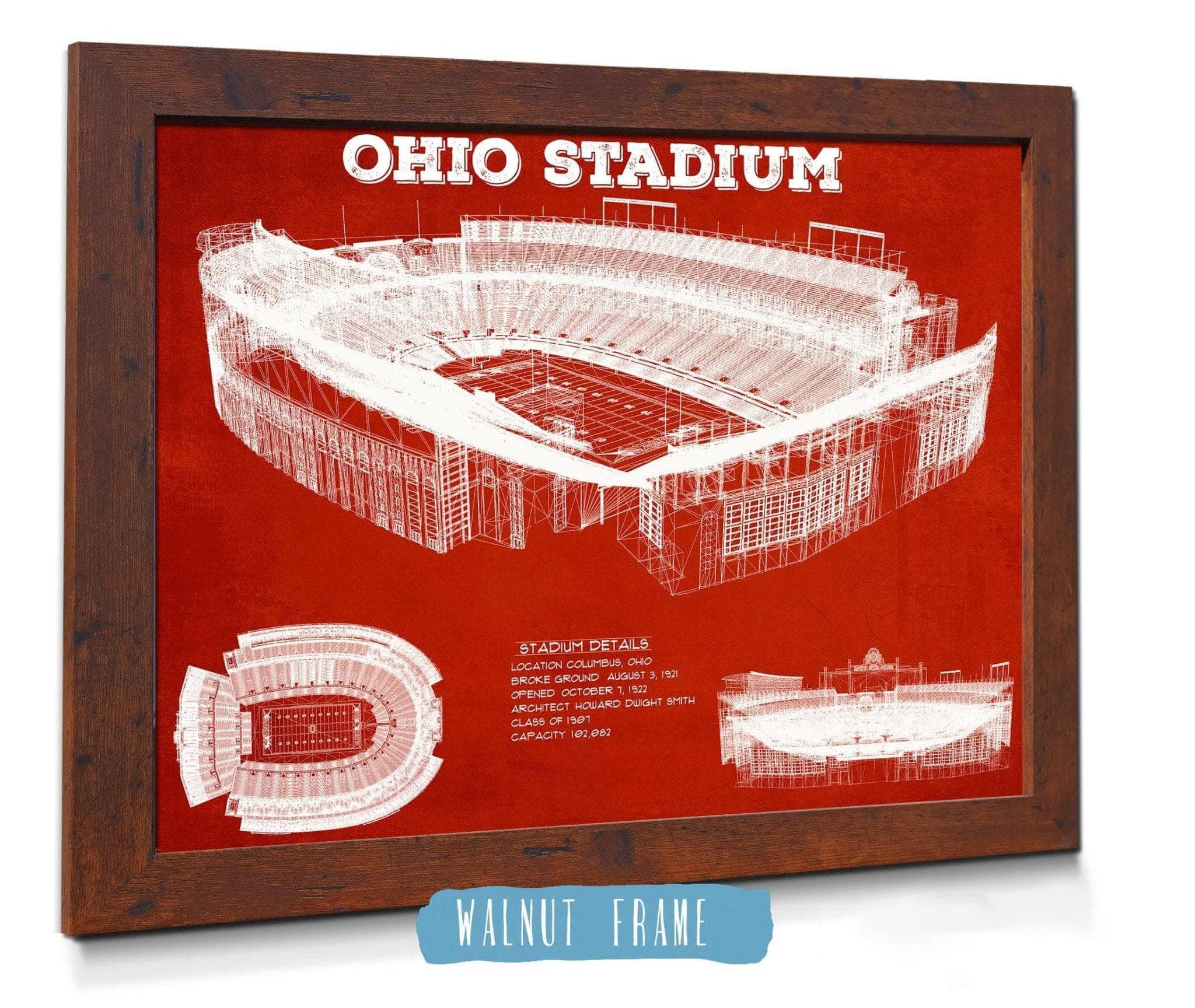 Ohio Stadium Vintage Stadium Blueprint Art Print