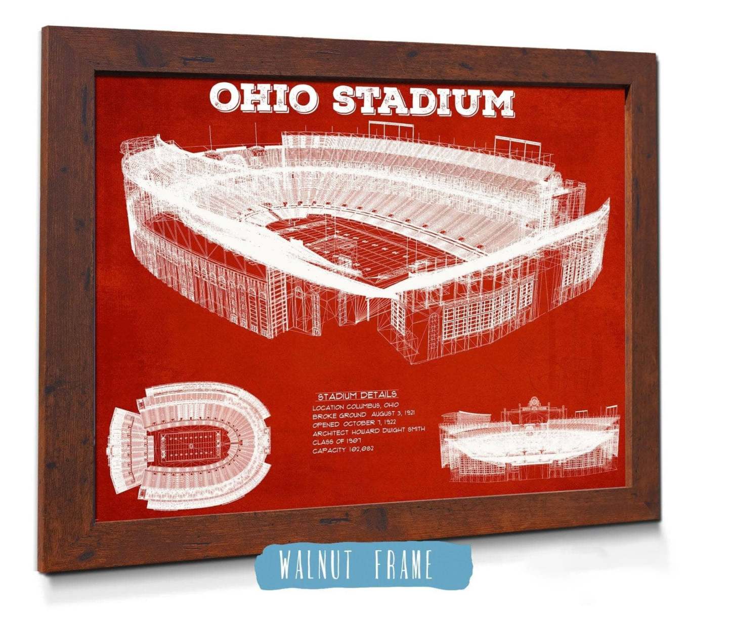 Ohio Stadium Vintage Stadium Blueprint Art Print