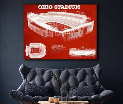 Ohio Stadium Vintage Stadium Blueprint Art Print