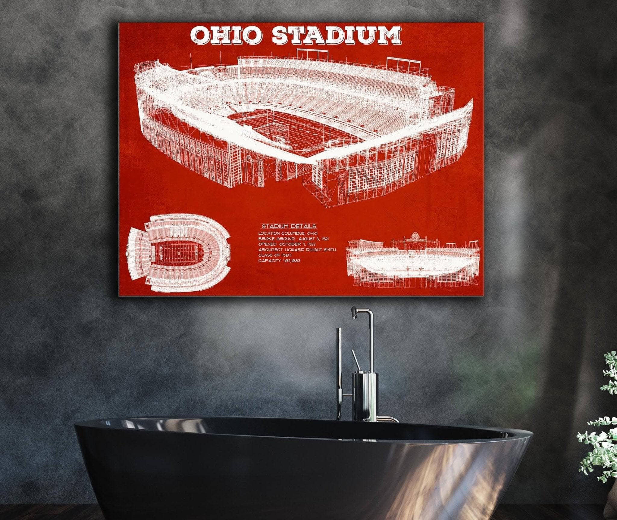 Ohio Stadium Vintage Stadium Blueprint Art Print