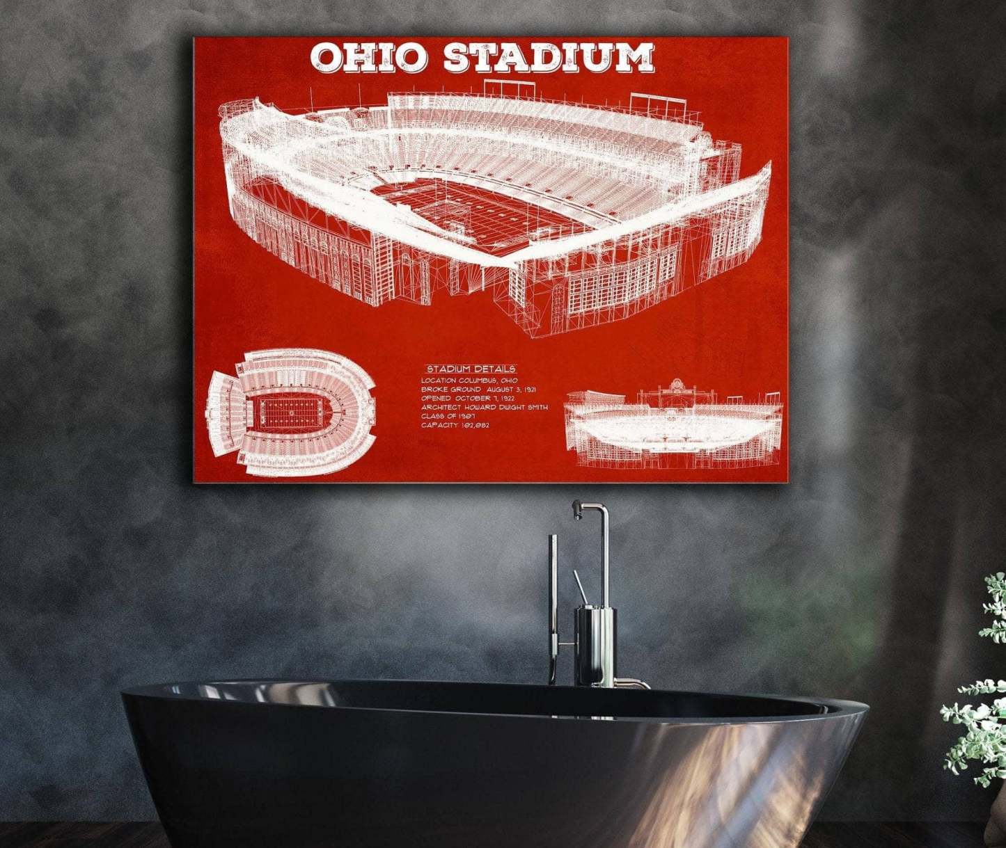 Ohio Stadium Vintage Stadium Blueprint Art Print