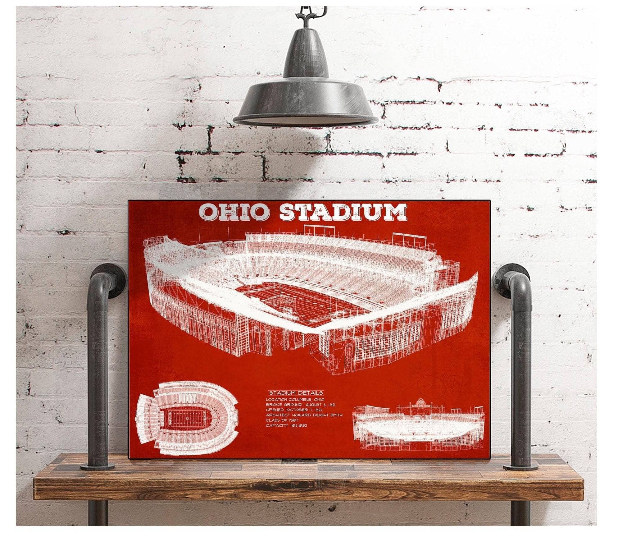 Ohio Stadium Vintage Stadium Blueprint Art Print