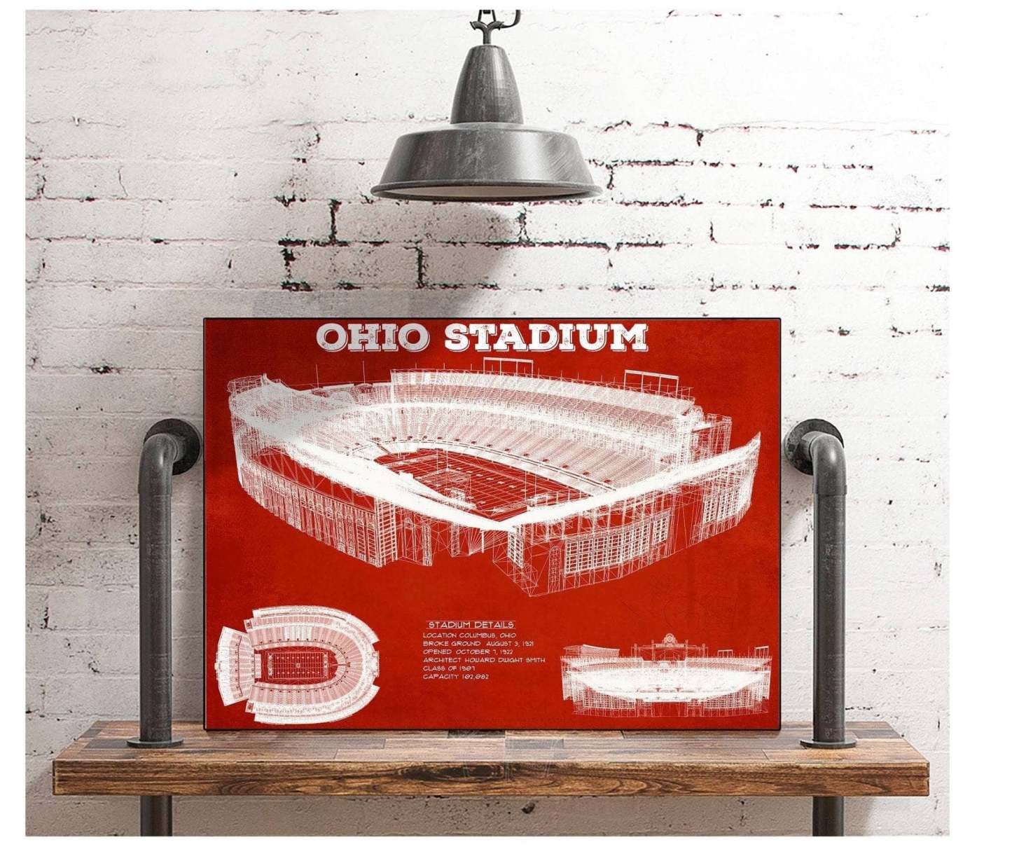 Ohio Stadium Vintage Stadium Blueprint Art Print