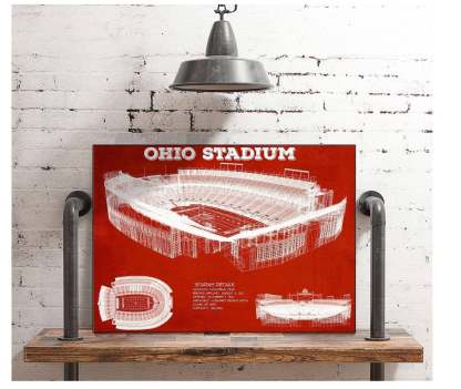 Ohio Stadium Vintage Stadium Blueprint Art Print