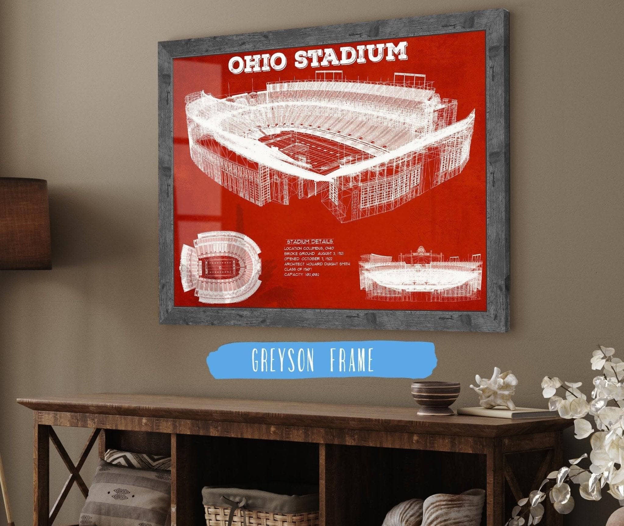 Ohio Stadium Vintage Stadium Blueprint Art Print