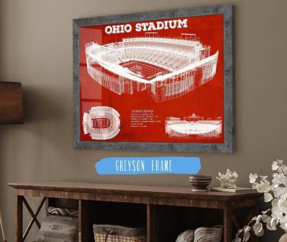Ohio Stadium Vintage Stadium Blueprint Art Print