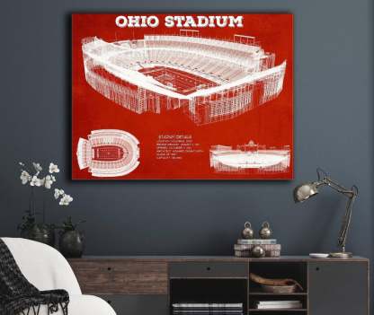 Ohio Stadium Vintage Stadium Blueprint Art Print