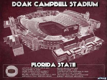 Doak Campbell Stadium Vintage FSU College Football Art Print