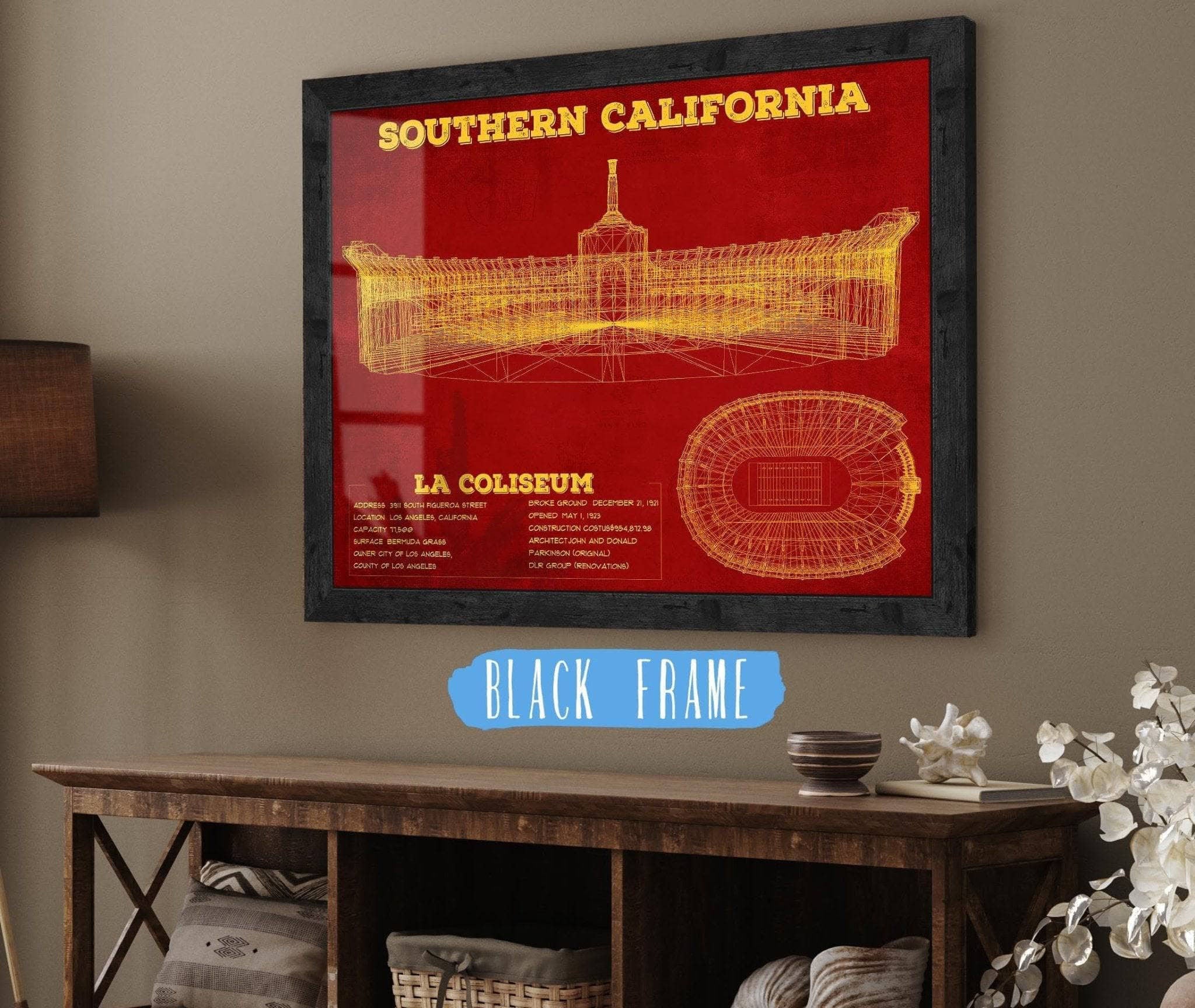 LA Coliseum Blueprint Art Print