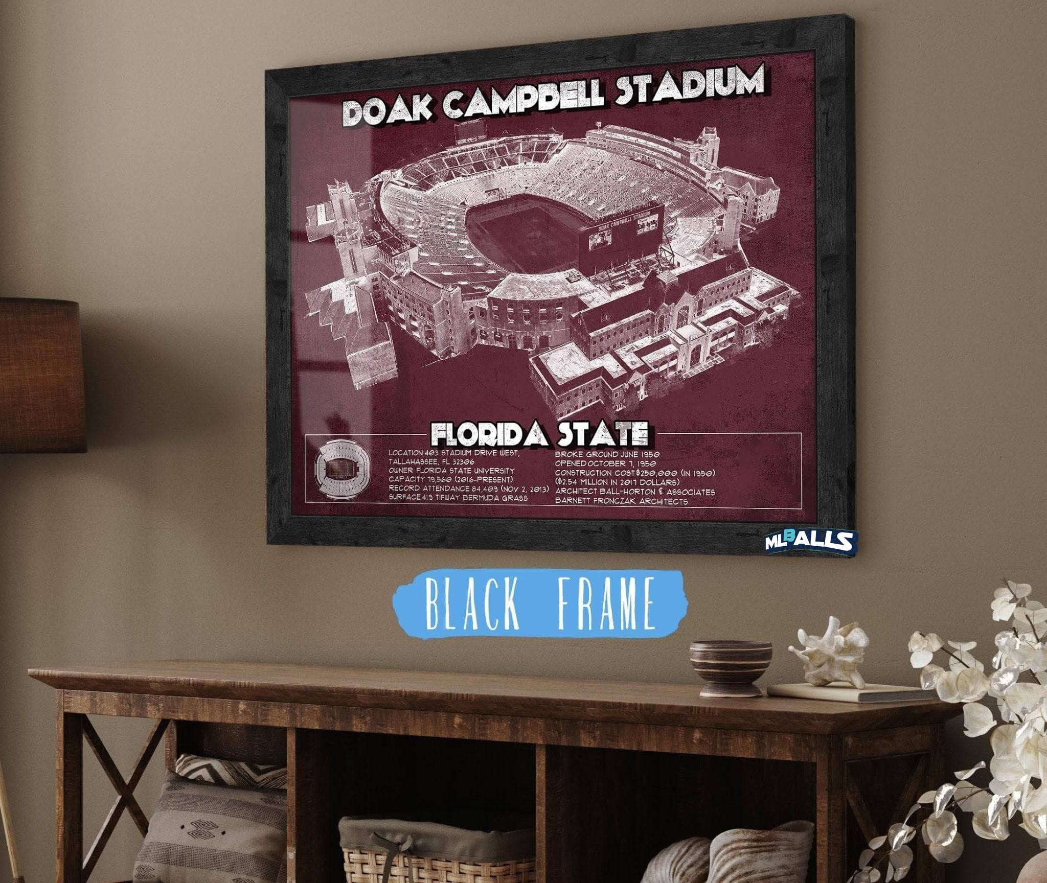 Doak Campbell Stadium Vintage FSU College Football Art Print