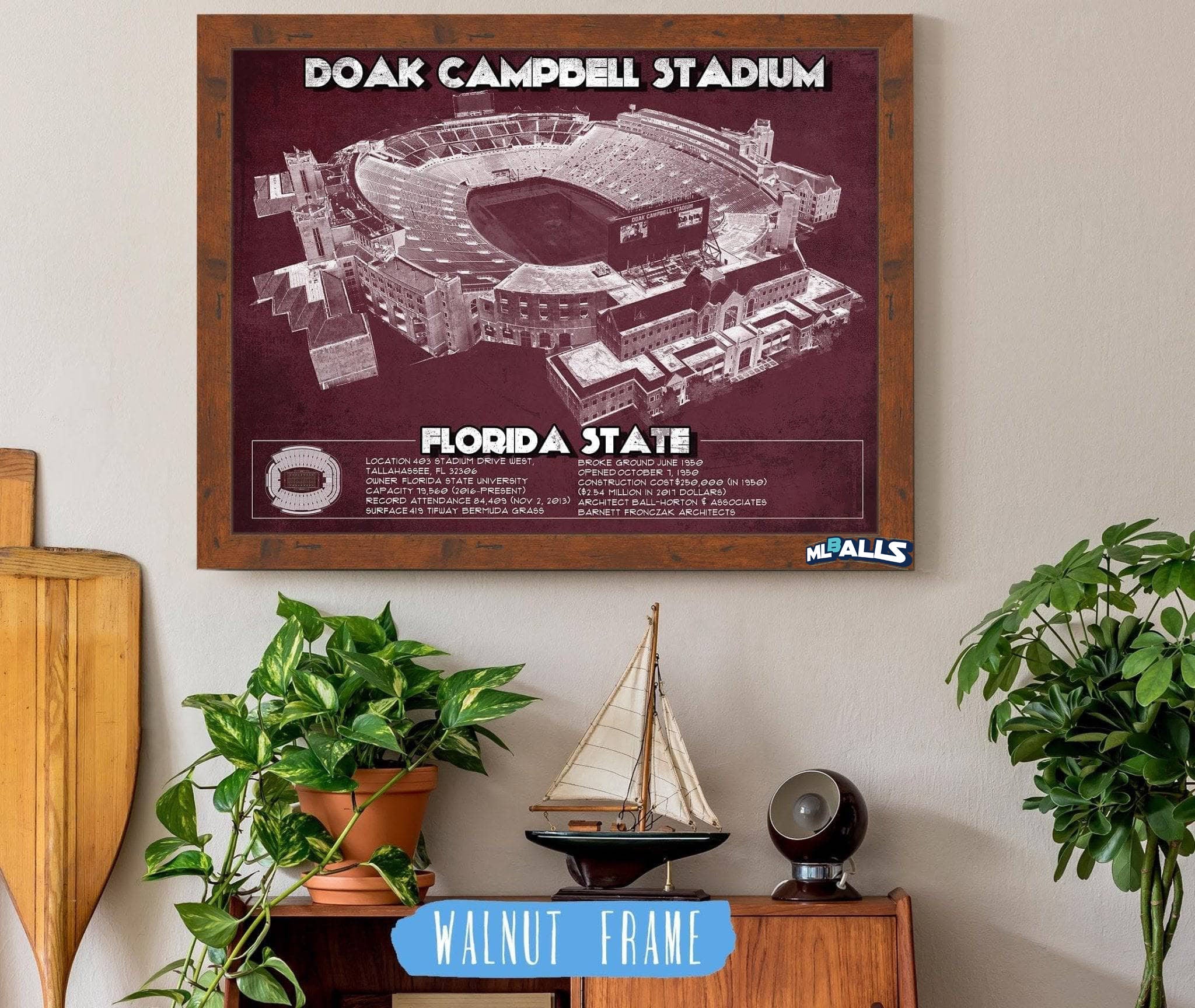 Doak Campbell Stadium Vintage FSU College Football Art Print
