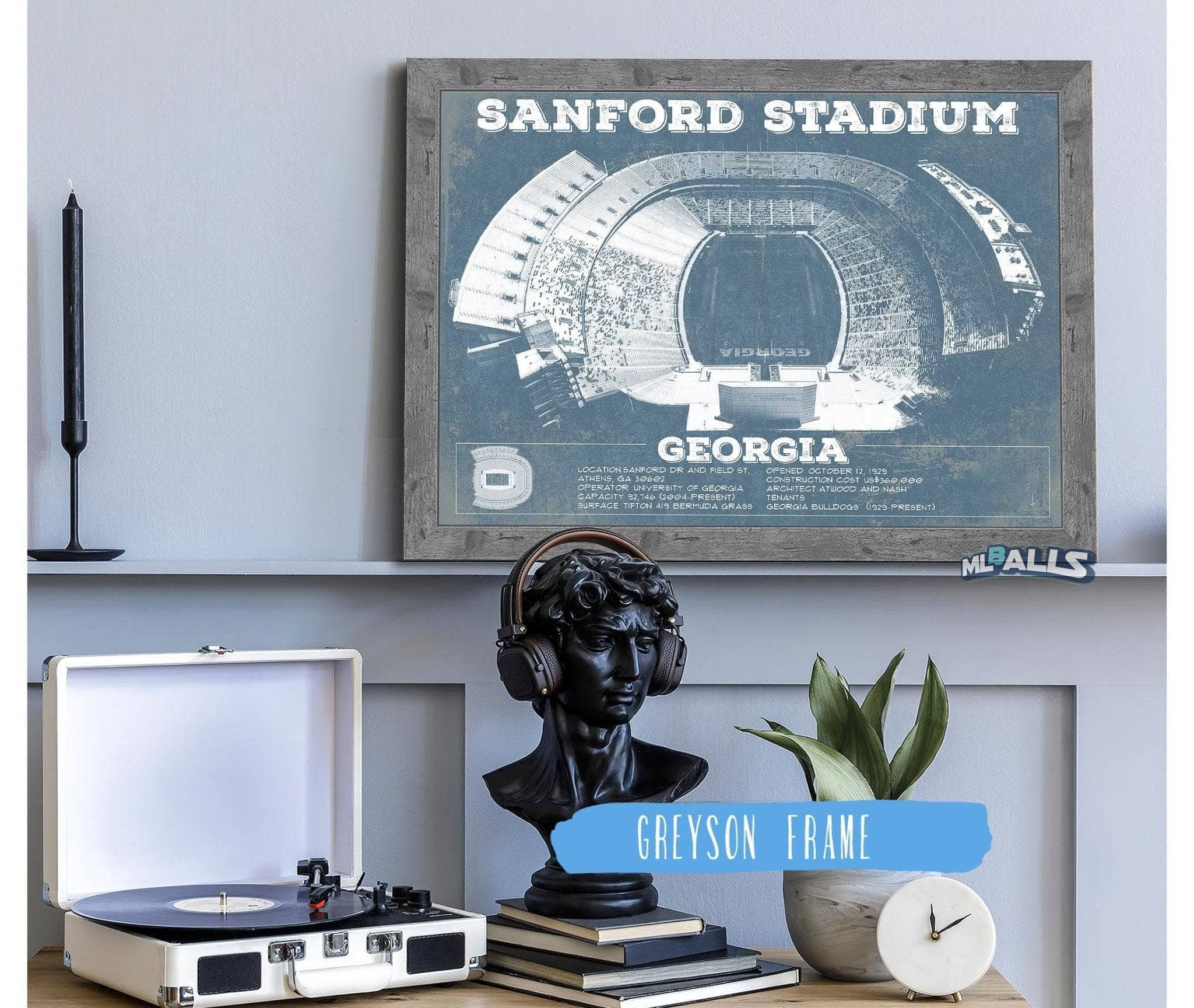 Sanford Stadium Vintage Football Blueprint Art Print