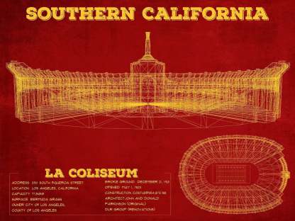 LA Coliseum Blueprint Art Print
