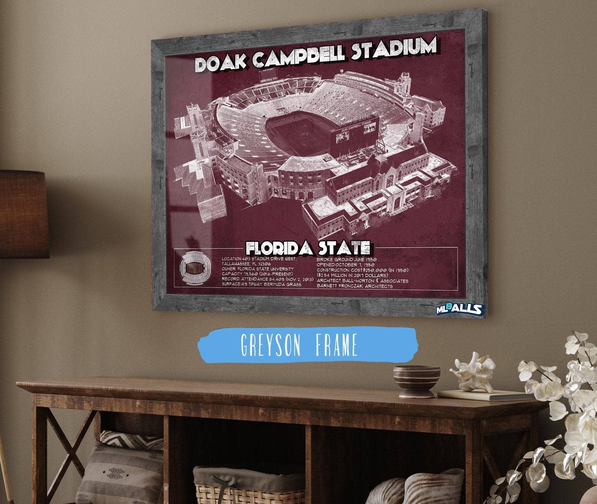 Doak Campbell Stadium Vintage FSU College Football Art Print