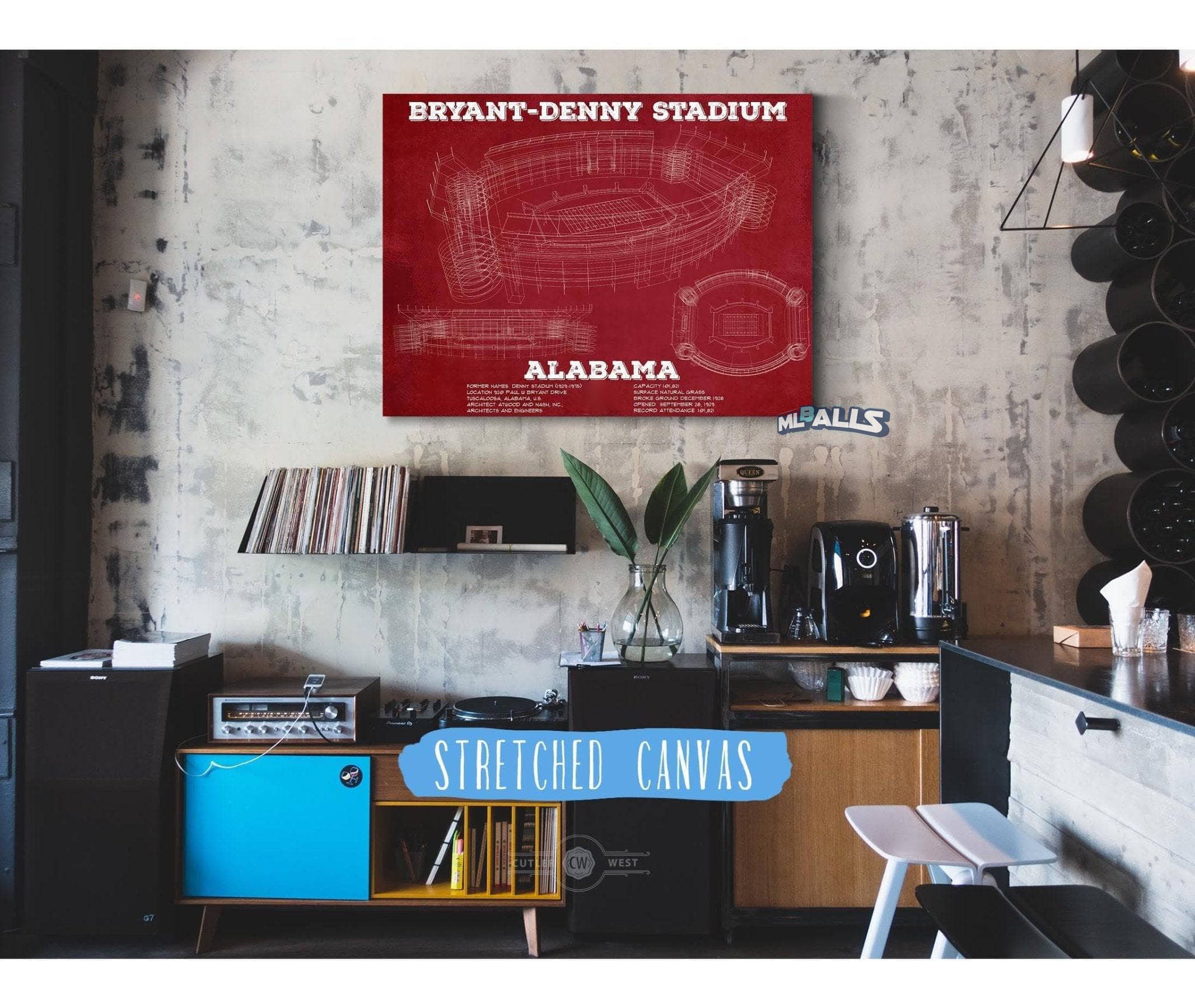Alabama Crimson Tide Stadium Art - Bryant-Denny Stadium Vintage Seating Chart