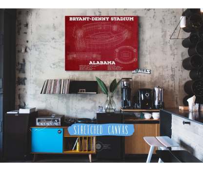 Alabama Crimson Tide Stadium Art - Bryant-Denny Stadium Vintage Seating Chart