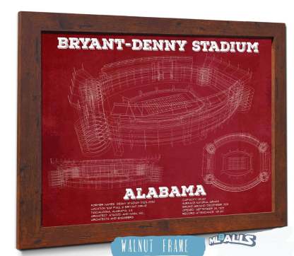 Alabama Crimson Tide Stadium Art - Bryant-Denny Stadium Vintage Seating Chart