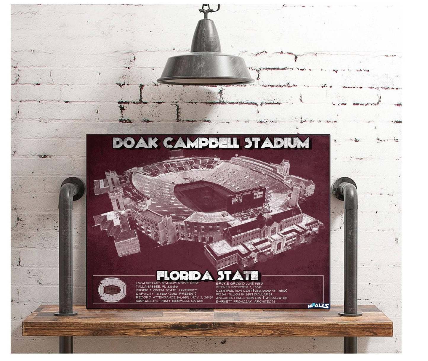 Doak Campbell Stadium Vintage FSU College Football Art Print