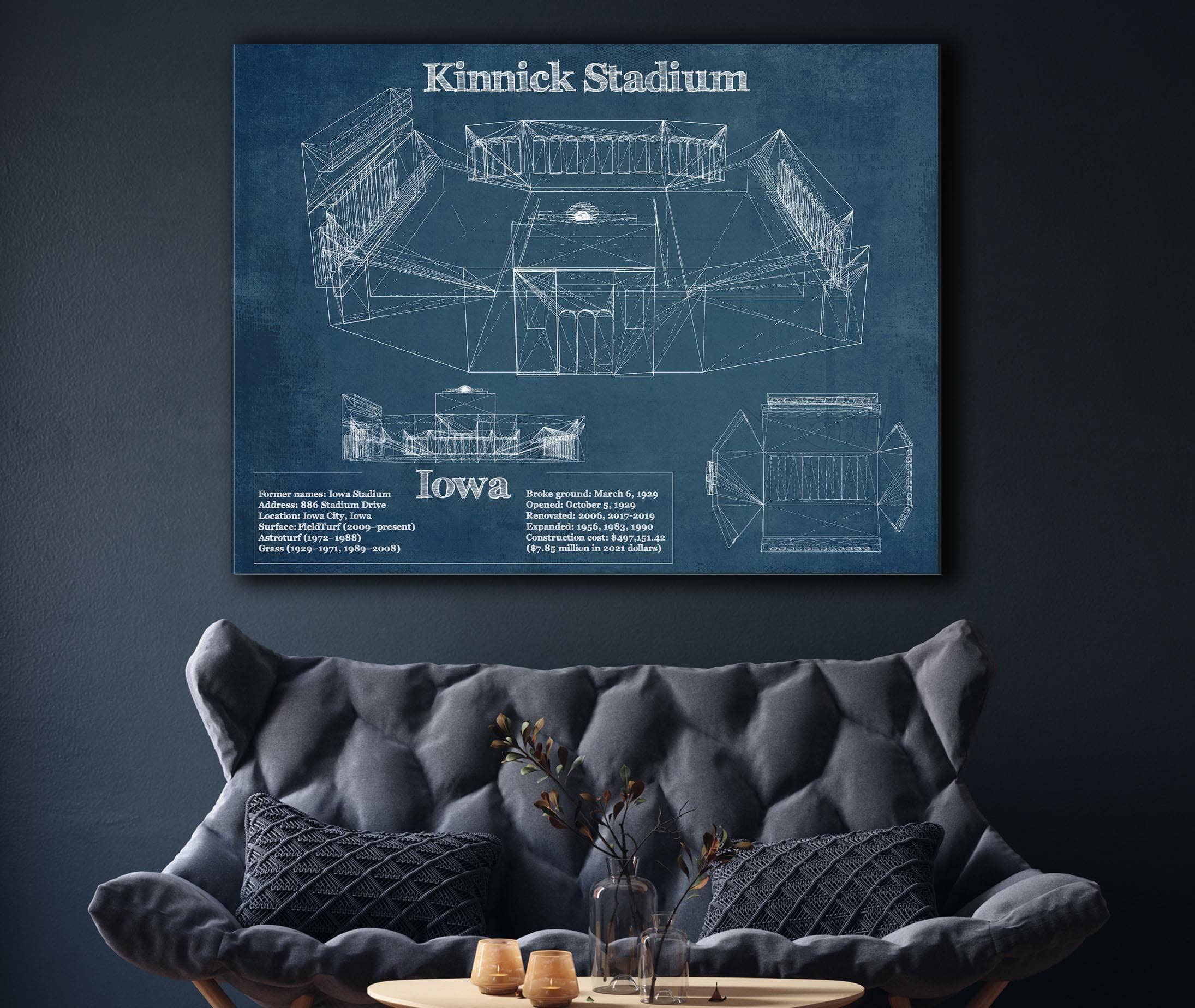 Kinnick Stadium Blueprint Art Print