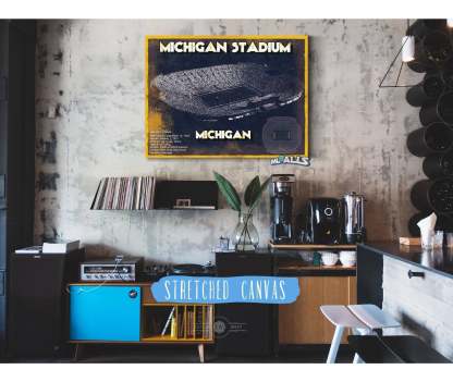 Michigan Stadium Vintage Stadium Blueprint Art Print