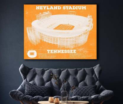 Neyland Stadium Blueprint Team Color Wall Art