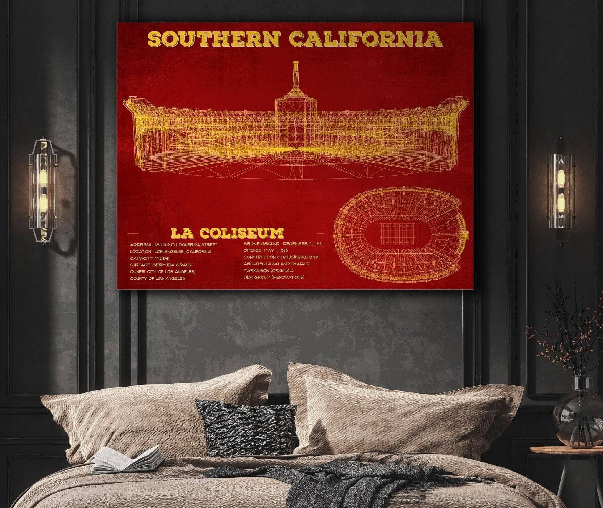 LA Coliseum Blueprint Art Print