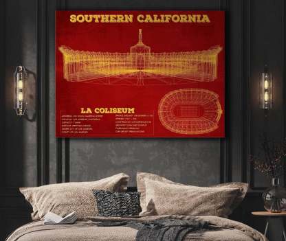 LA Coliseum Blueprint Art Print