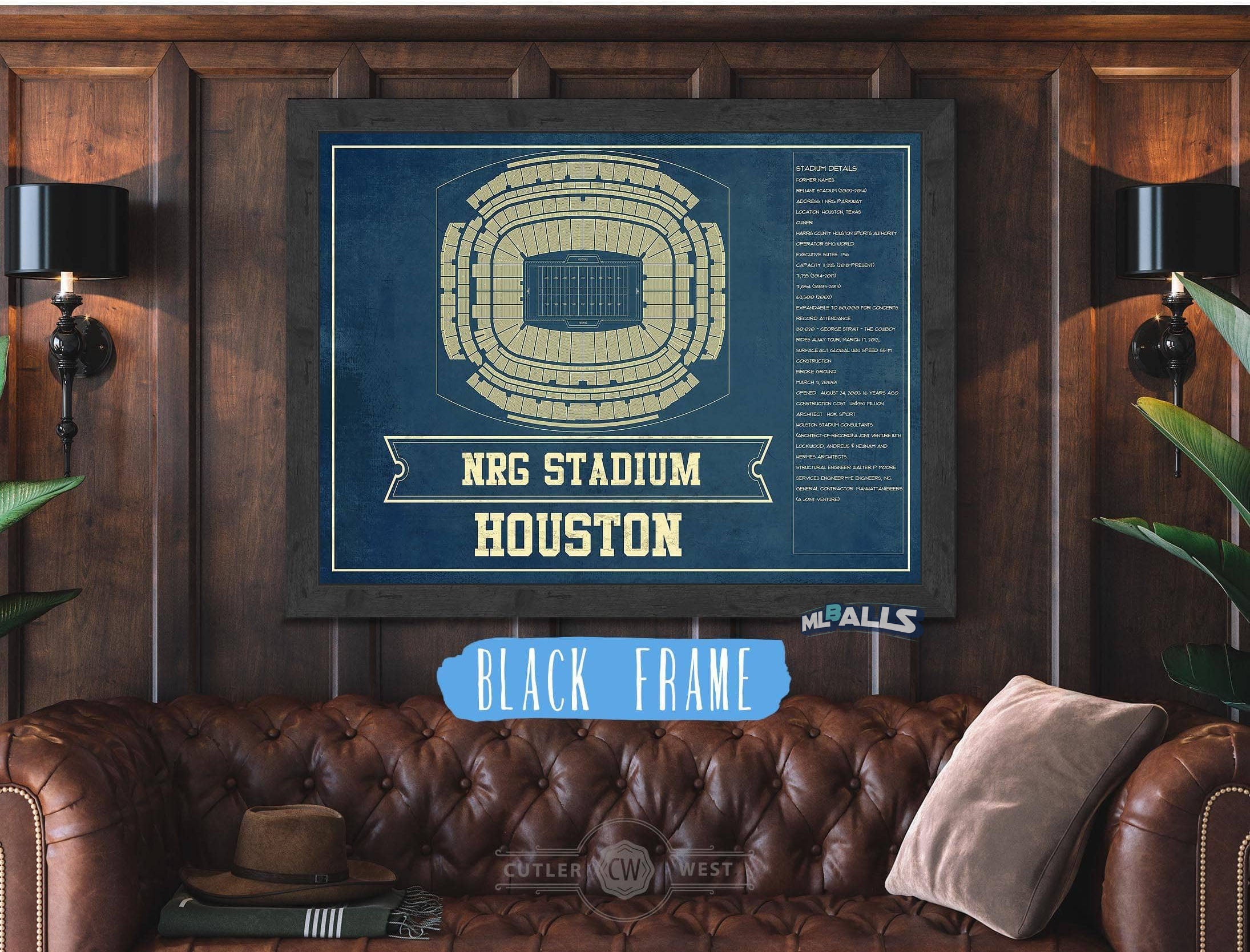 NRG Stadium Seating Chart - Vintage Football Print
