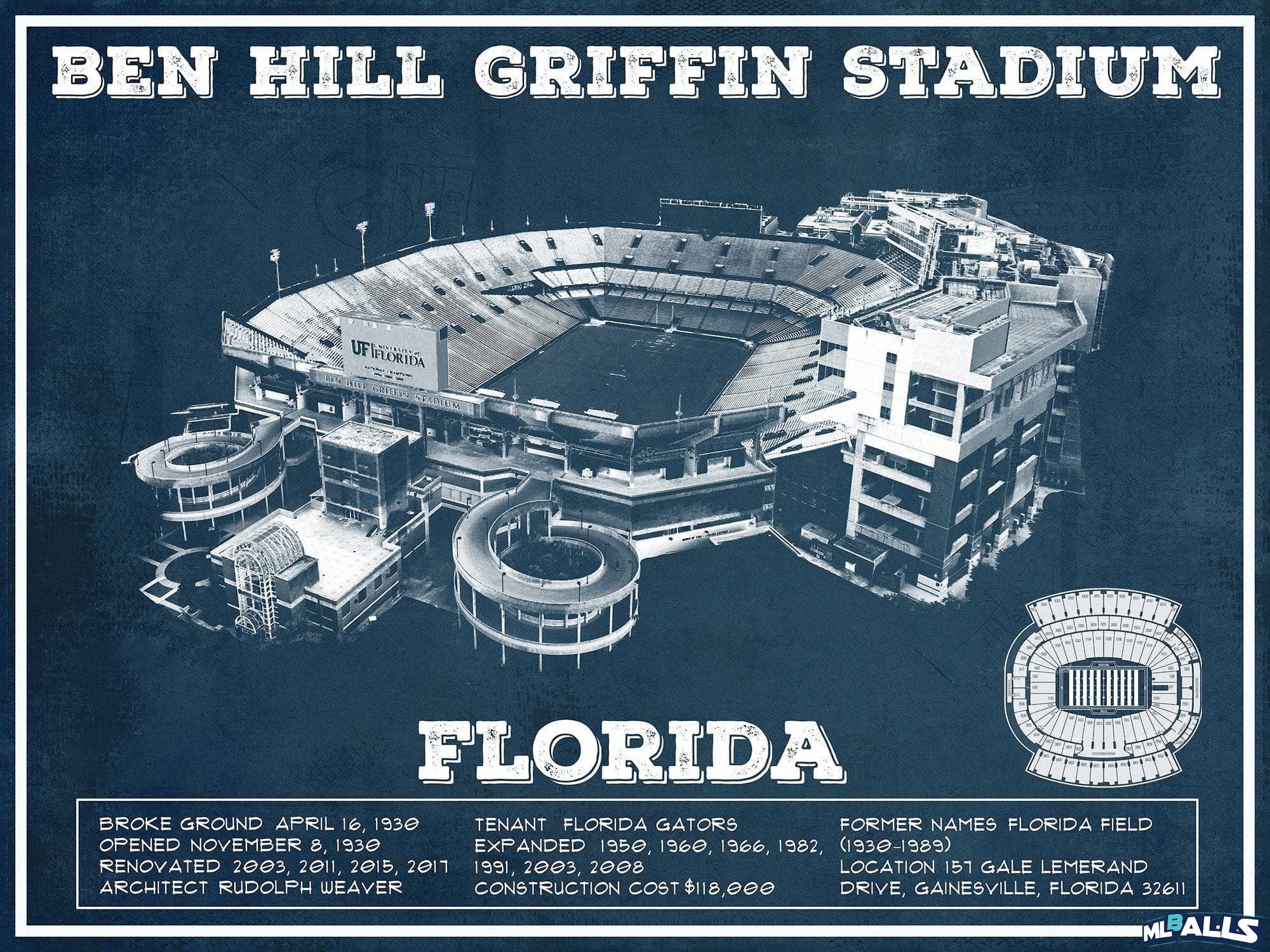 Ben Hill Griffin Stadium Art Print