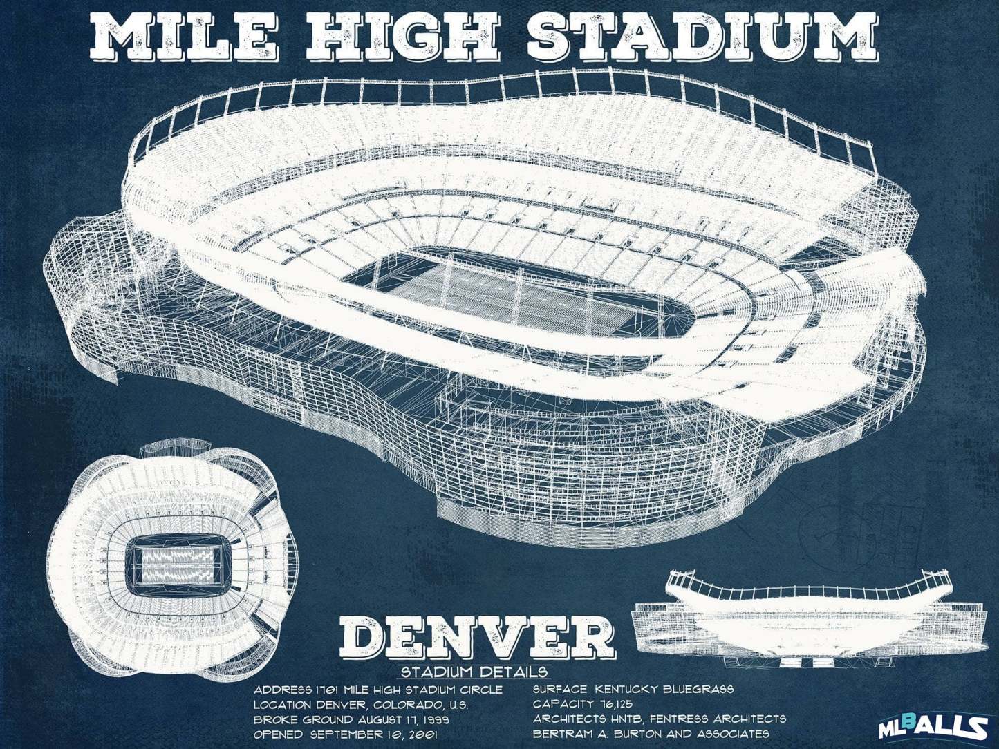Mile High Stadium Football Print