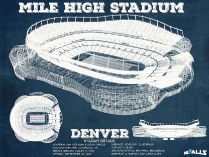 Mile High Stadium Football Print