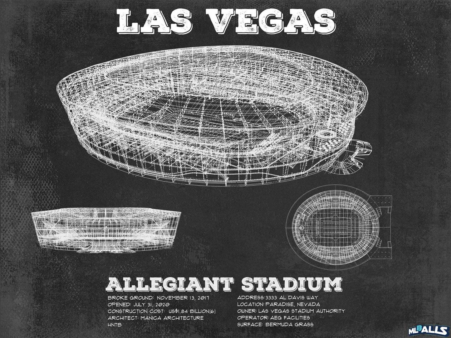 Allegiant Stadium Vintage Football Print