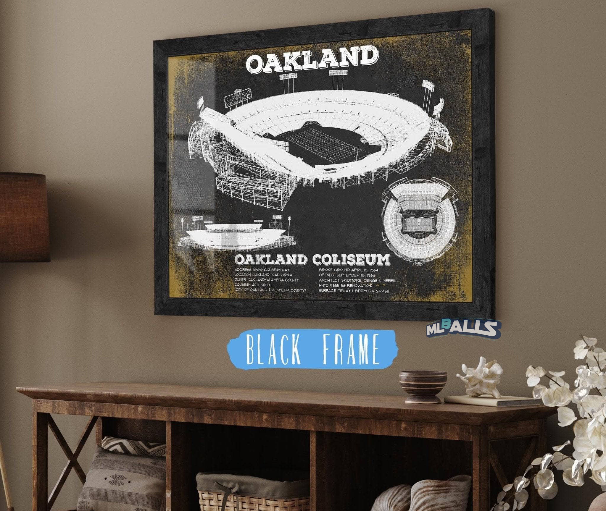 Oakland Coliseum NFL Vintage Football Print